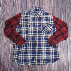 Premier International Shirt Mens Large Blue Red Plaid Button Down Long Sleeve